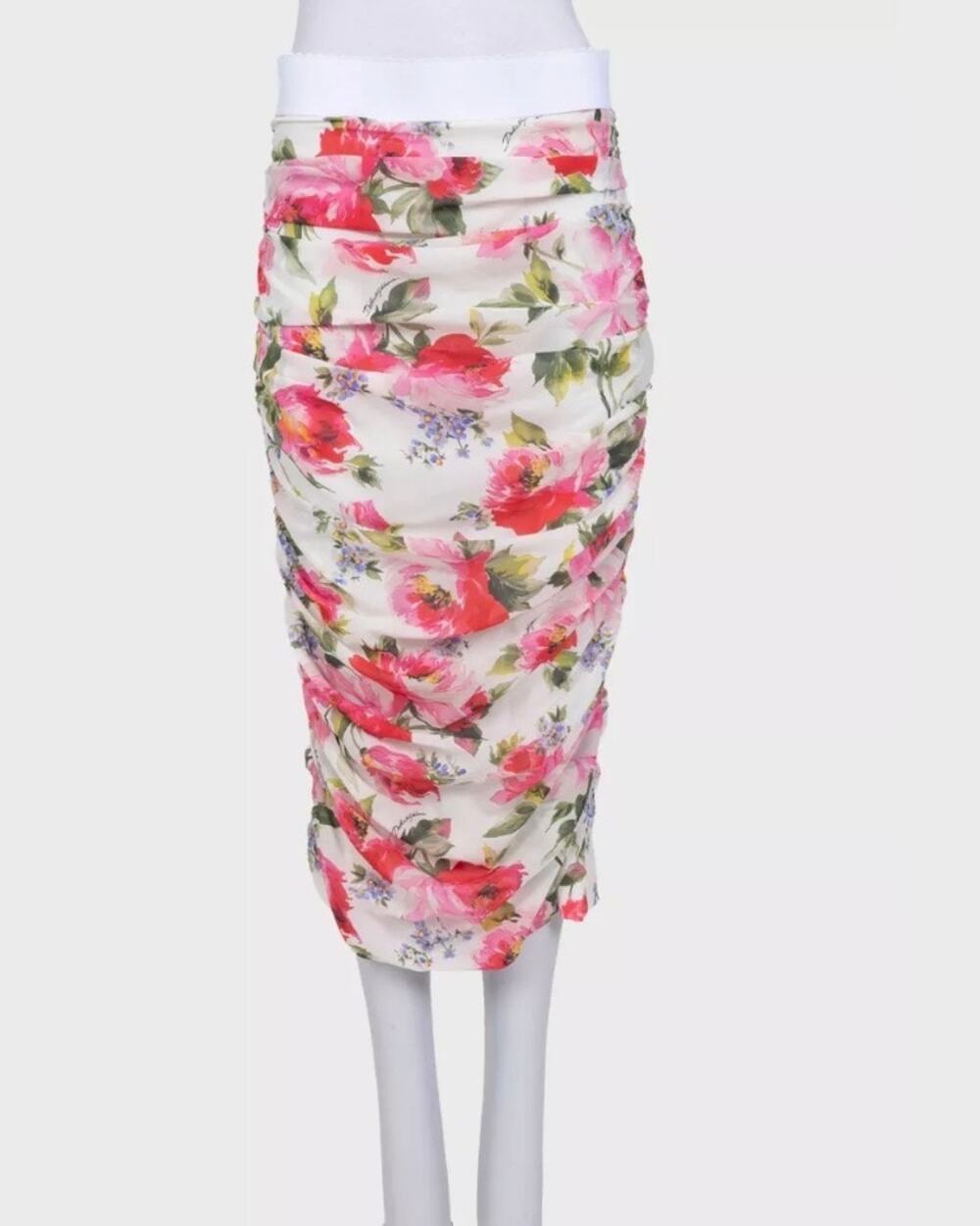 Dolce & Gabbana Floral Draped Silk Skirt IT 44/L